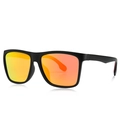 Classic square polarized sunglasses with matte black frames and orange mirror lenses - C2 Black Frame Orange Lenses