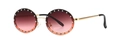 Lunettes de soleil rondes en strass avec verres dégradés orange et branches dorées - Or Rouge Vin