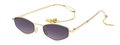 Gafas de sol retro con montura dorada, lentes moradas y cadenas de perlas decorativas - Gris Doble Dorado