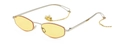 Gafas de sol ovaladas plateadas con lentes amarillas y cadena de perlas blancas - Plata Amarillo