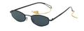 Lunettes de soleil rondes noires rétro avec chaîne en métal doré et perles - Monture Noire Verres Gris
