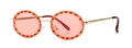 Lunettes de soleil rondes verres roses, cadre strass rouges et branches dorées - Or Rose