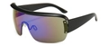 Gafas de sol deportivas futuristas con lentes iridiscentes moradas y montura negra - Marco Negro Lentes Degradados Púrpura