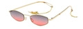 Gafas de sol redondas de metal dorado con lentes degradados púrpuras y cadena de perlas - Degradado Púrpura Rojo Dorado