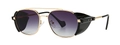 Steampunk sunglasses with gold metal frame, purple gradient lenses and black side shields - Golden Double Grey