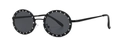 Classic round sunglasses in black with sparkling rhinestone-studded frame and metal arms - All Black