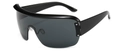 Gafas de sol rectangulares grandes con montura negra brillante y cristales gris oscuro - Montura Negra Lente Gris