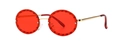 Lunettes de soleil rondes rétro avec strass rouges et monture en métal doré - Or Rouge