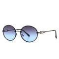 Modern retro round sunglasses with blue-purple gradient lenses and black metal frames - Black Gradient Blue