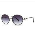 Modern retro round sunglasses with gunmetal frame and purple gradient lenses - Black Double Gray