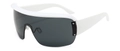 Futuristic white frame shield sunglasses with large grey mono lens and silver rivets - White Frame Black Grey Lens