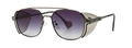Modern punk metal sunglasses with gunmetal frame and purple gradient lenses with side shields - Gunmetal Double Grey