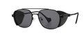 Matte black steampunk sunglasses with dark grey lenses and metal side shields - Black Frame Black Grey Lens