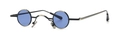 Retro steampunk small round sunglasses featuring blue lenses and a dark metal frame - Gunmetal Frame Blue Lens (C5)