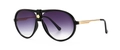 Classic aviator sunglasses with black frame, purple gradient lenses and gold metal temples - Black Double Gray