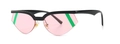 Occhiali da sole cat-eye con montatura nera, lenti rosa e dettaglio a strisce verdi - Montatura Nera Lenti Rosa (C7)