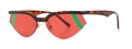 Tortoiseshell cat-eye sunglasses with red lenses and vertical green stripes - Leopard Frame Red Lens (C2)
