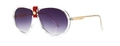 Classic aviator sunglasses with purple gradient lenses and red leather bridge detail - Lucency Double Gray