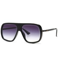 Occhiali da sole squadrati oversize con montatura nera e lenti viola sfumate alla moda - Montatura Canna di Fucile Doppio Grigio Sfumato