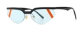 Occhiali da sole cat-eye con montatura nera, lenti azzurre e dettaglio a strisce arancioni - Montatura Nera Lenti Blu (C8)