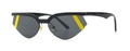 Cat eye sunglasses in black frame with dark grey lenses and yellow stripe accents - Black Frame Yellow Lens (C5)