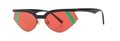 Occhiali da sole cat-eye con montatura nera, lenti rosse e strisce verdi verticali - Montatura Nera Lenti Rosse (C4)