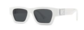 Modern white thick frame sunglasses with dark lenses and silver metal hinges - White Black Grey