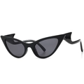 Moderne schwarze Cat-Eye-Sonnenbrille mit gewellten Bügeln und dunklen Gläsern - Klassischer Schwarzer Rahmen Schwarz Graue Linse (C1 Schwarz Grau)
