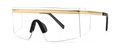 Modern shield-style glasses featuring a black frame with a gold metal bar and clear lenses - Gold/Clear