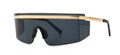 Oversized shield sunglasses with black temples and a stylish gold metal top bar - Gold/Black Grey