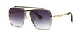 Modern retro aviator sunglasses with gold metal frame and gradient purple lenses - Gold Grey (C5)
