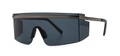 Oversized wrap-around shield sunglasses with dark grey lenses and metal top bar - Gunmetal/Black Gray