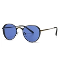 Gafas de sol retro punk redondas con montura metálica de doble puente y lentes azules - Copper Blue