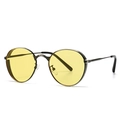 Lunettes de soleil punk vintage avec verres ronds jaunes et monture en métal bronze - Cuivre Jaune