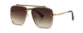 Modern retro square sunglasses with gold metal frame and brown gradient lenses - Gold Tea (C1)