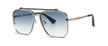 Modern square pilot sunglasses with silver metal frame and blue gradient lenses - Silver Blue (C2)