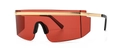 Modern oversized shield sunglasses with deep red lenses and golden metal trim - Gold/Transparent Red