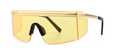 Modern shield sunglasses with yellow gradient lenses and golden metal frame accents - Gold/Transparent Yellow