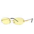 Modern vintage rimless oval sunglasses with yellow lenses and gold metal temples - Gold