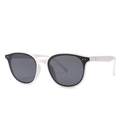Classic white frame sunglasses with dark lenses and silver rivet accents in retro style - White Black Grey