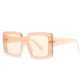 Modern square oversized sunglasses with translucent orange frames for men and women - Transparent Tea