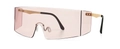 Fashionable oversized square sunglasses with pink single-piece lens and gold metal temples - Gold Pink