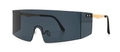 Oversized shield sunglasses with black gradient lenses and gold-black metal temples - Gold Ash