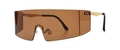 Oversized shield sunglasses with brown gradient lenses and golden metal temples - Gold Tea