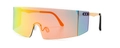 Oversized rimless sunglasses with vibrant rainbow gradient lenses and gold-black temples - Gold Dazzle