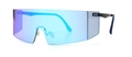 Oversized wrap-around sunglasses with blue-purple gradient lenses and matte black frame - Black Blue