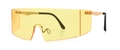 Retro futuristic oversized sunglasses featuring orange transparent lenses and thin metal temples - Gold Yellow