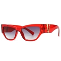 Vintage Katzenaugen-Sonnenbrille aus rotem Harz mit goldener Verzierung und grauen Gläsern - Rot Doppelgrau