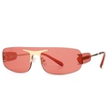 Lunettes de soleil bouclier rétro avec verres rouges et détails dorés sur le pont - Or Rouge