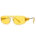 Lunettes de soleil sans monture rétro rock avec verres jaunes et pont en métal argenté - Argent Jaune Transparent